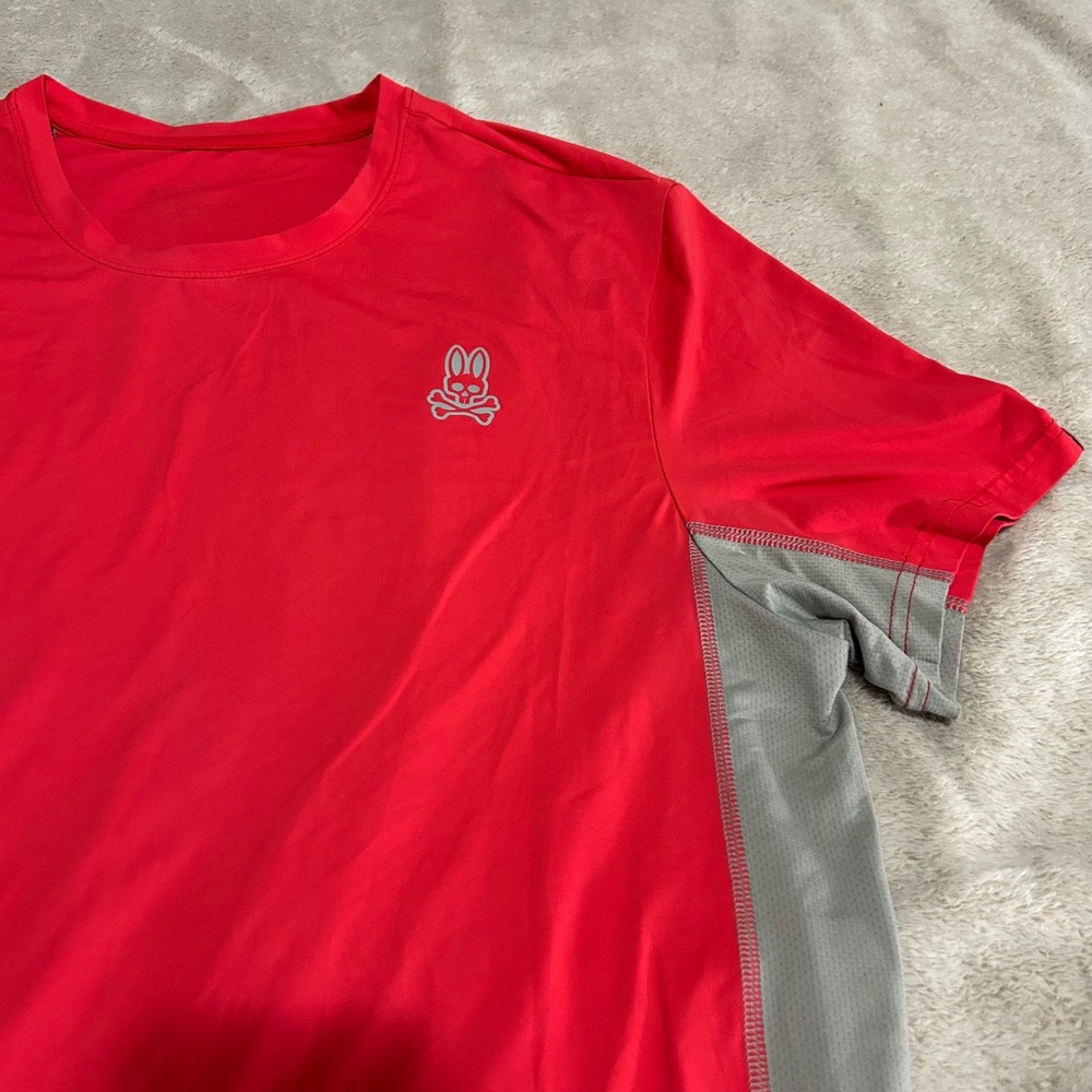 Psycho Bunny Performance T-Shirt Mens L Red Grey Mesh Activewear  running jog